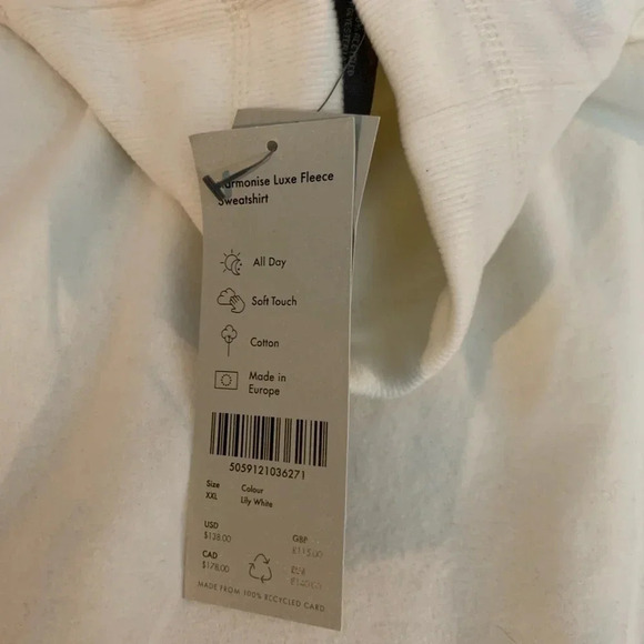 Sweaty Betty Fleece Cowl Neck Sweatshirt XXL NWT in Cream - Picture 7 of 9